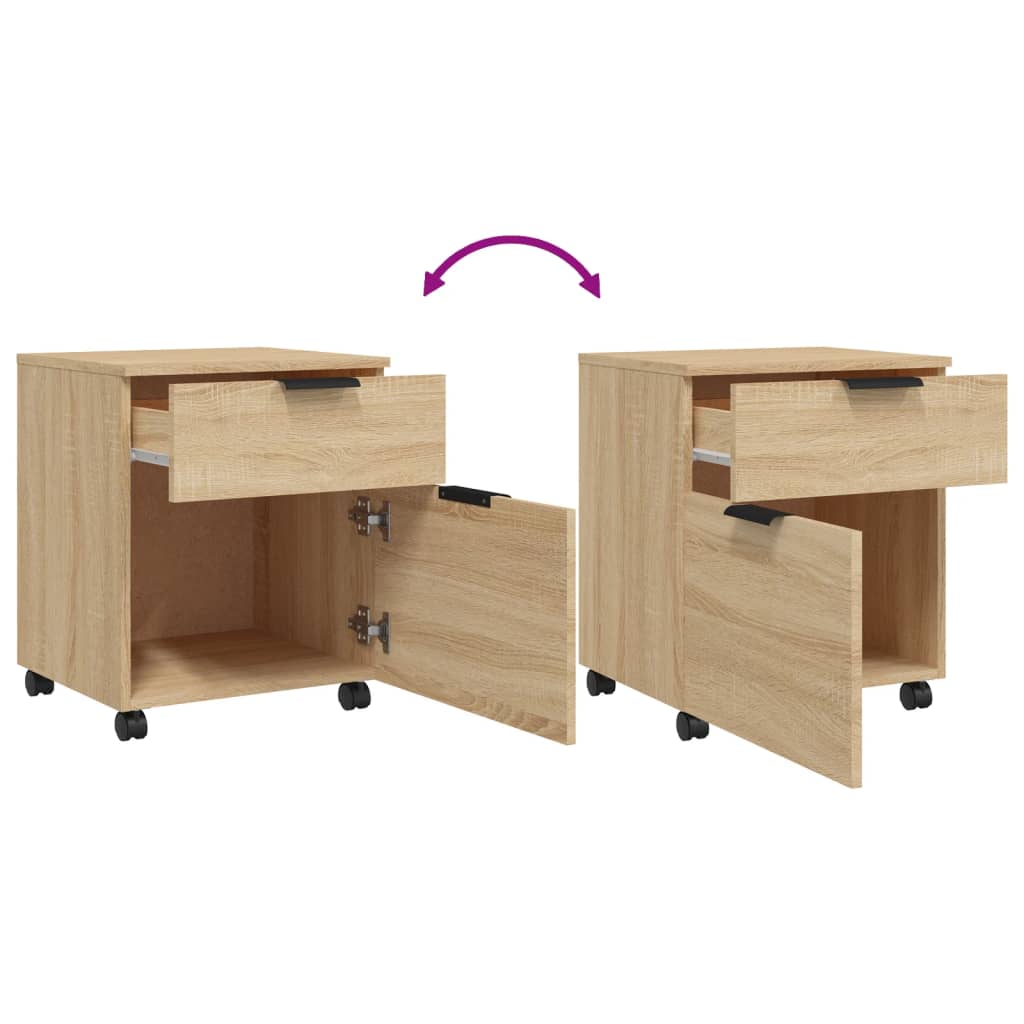 Mobile File Cabinet with Wheels Sonoma Oak 45x38x54 cm Engineered Wood